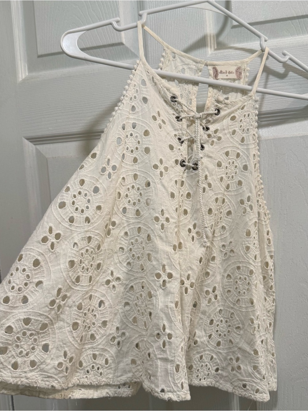 Altar’d State Eyelet Embroidered Lace Up Tank Top Women's Medium 100% Cotton